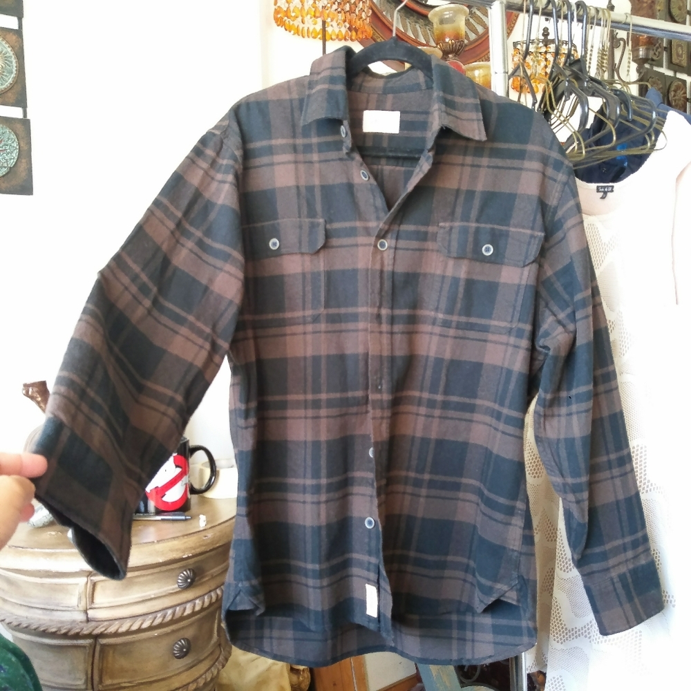 Jachs Brown and Black Plaid Flannel Men Size Large